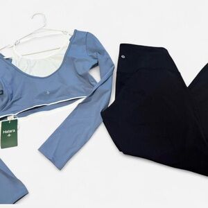 Athleisure Set - NWT Large Halara top and LuLuLemon size 16 black leggings